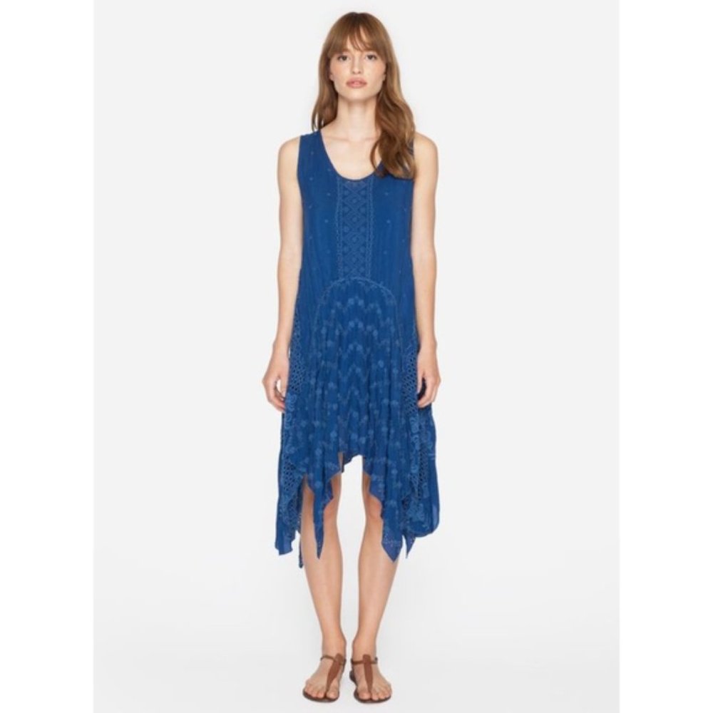 Johnny Was Royal Blue Sleeveless Midi Dress